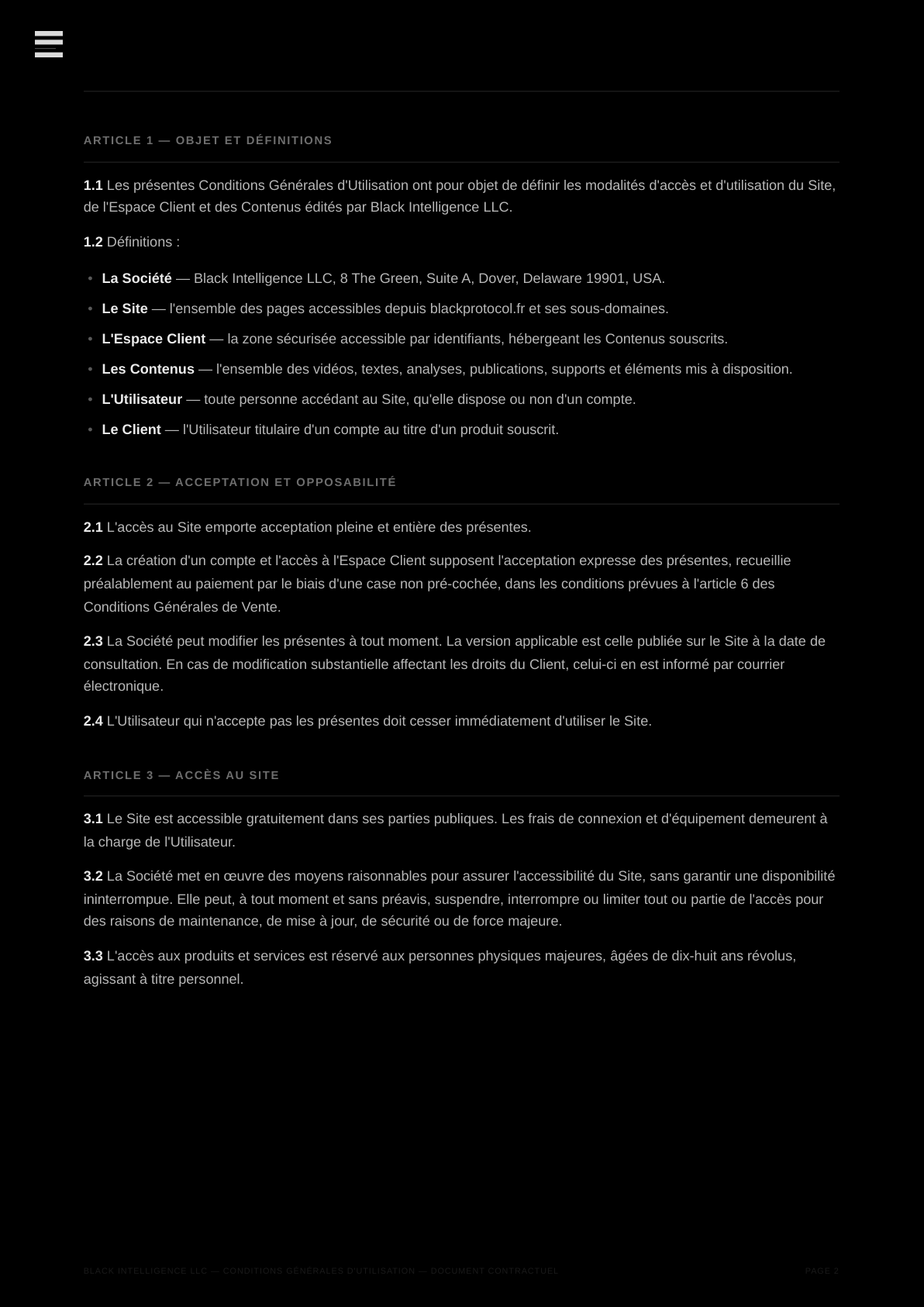 Conditions Générales d’Utilisation — page 2