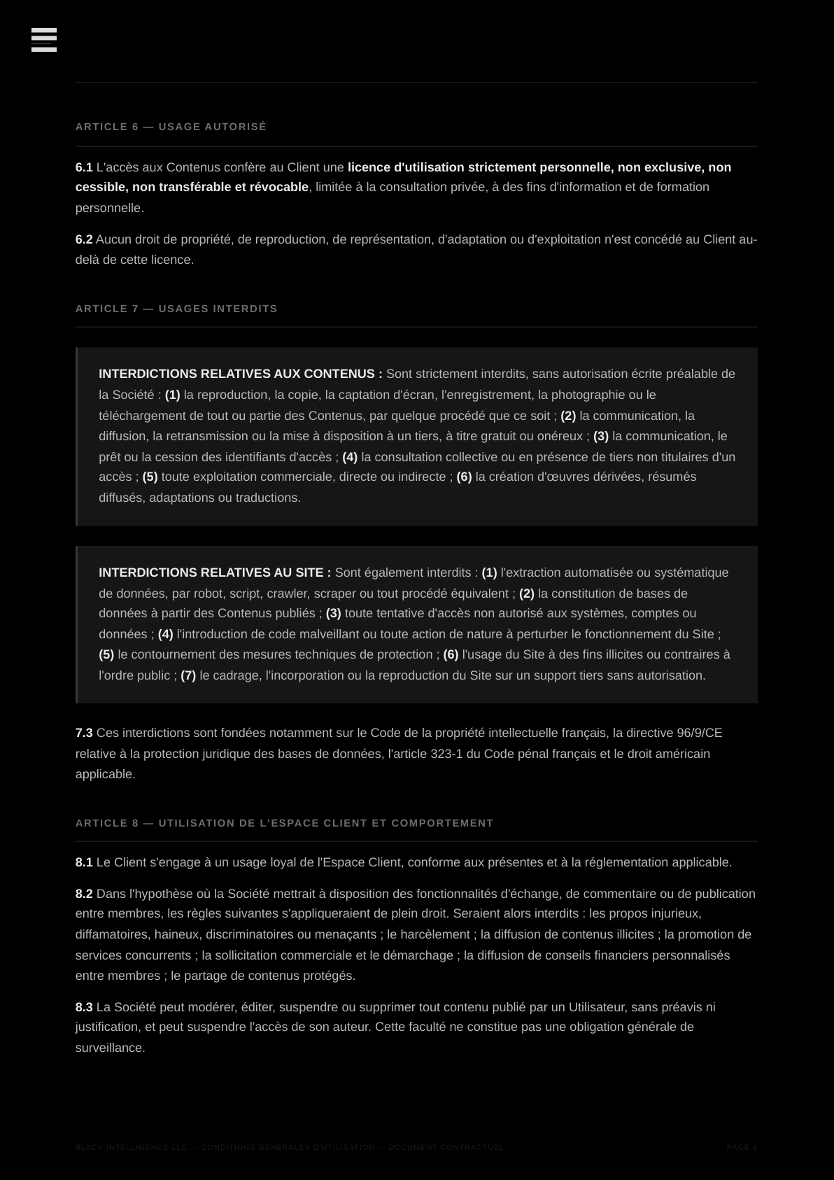 Conditions Générales d’Utilisation — page 4