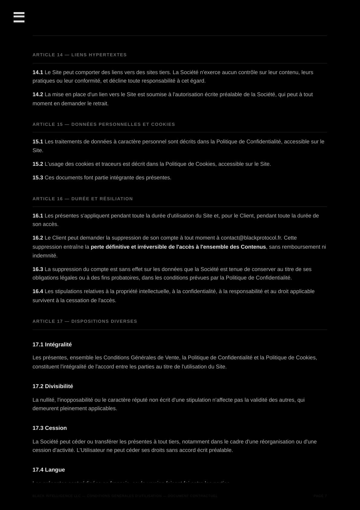 Conditions Générales d’Utilisation — page 7
