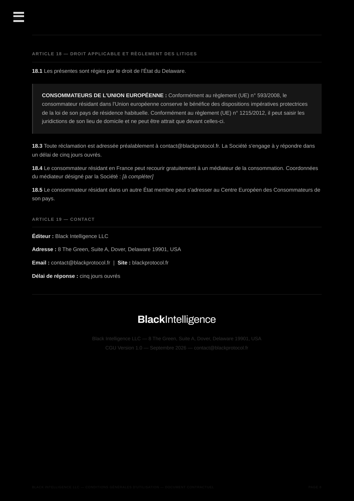 Conditions Générales d’Utilisation — page 8