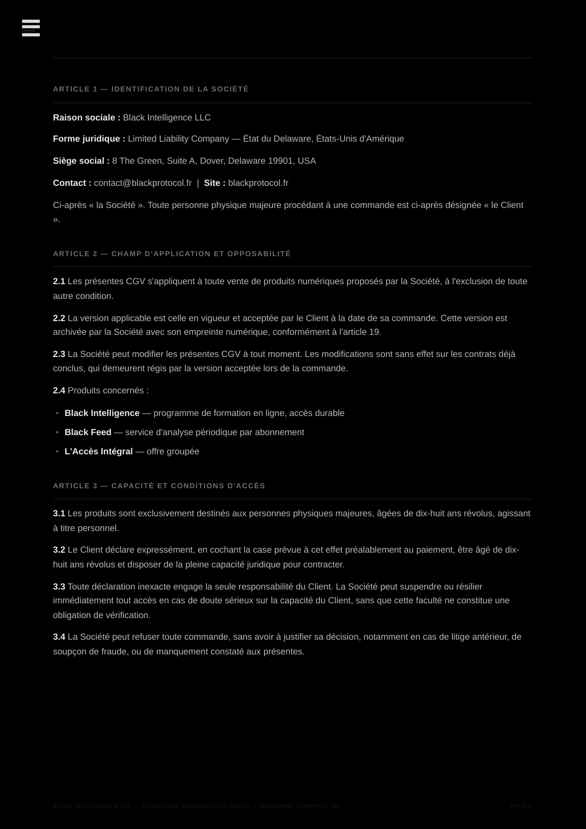 Conditions Générales de Vente — page 2