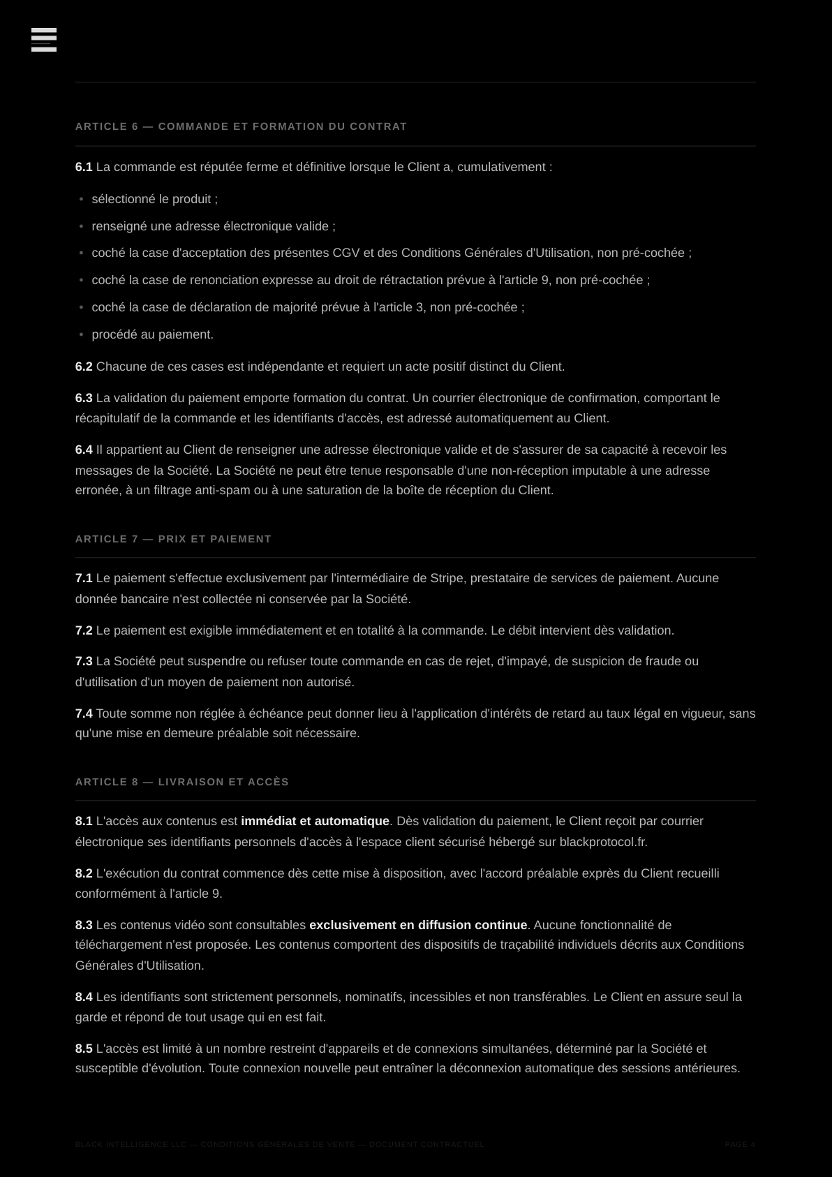 Conditions Générales de Vente — page 4