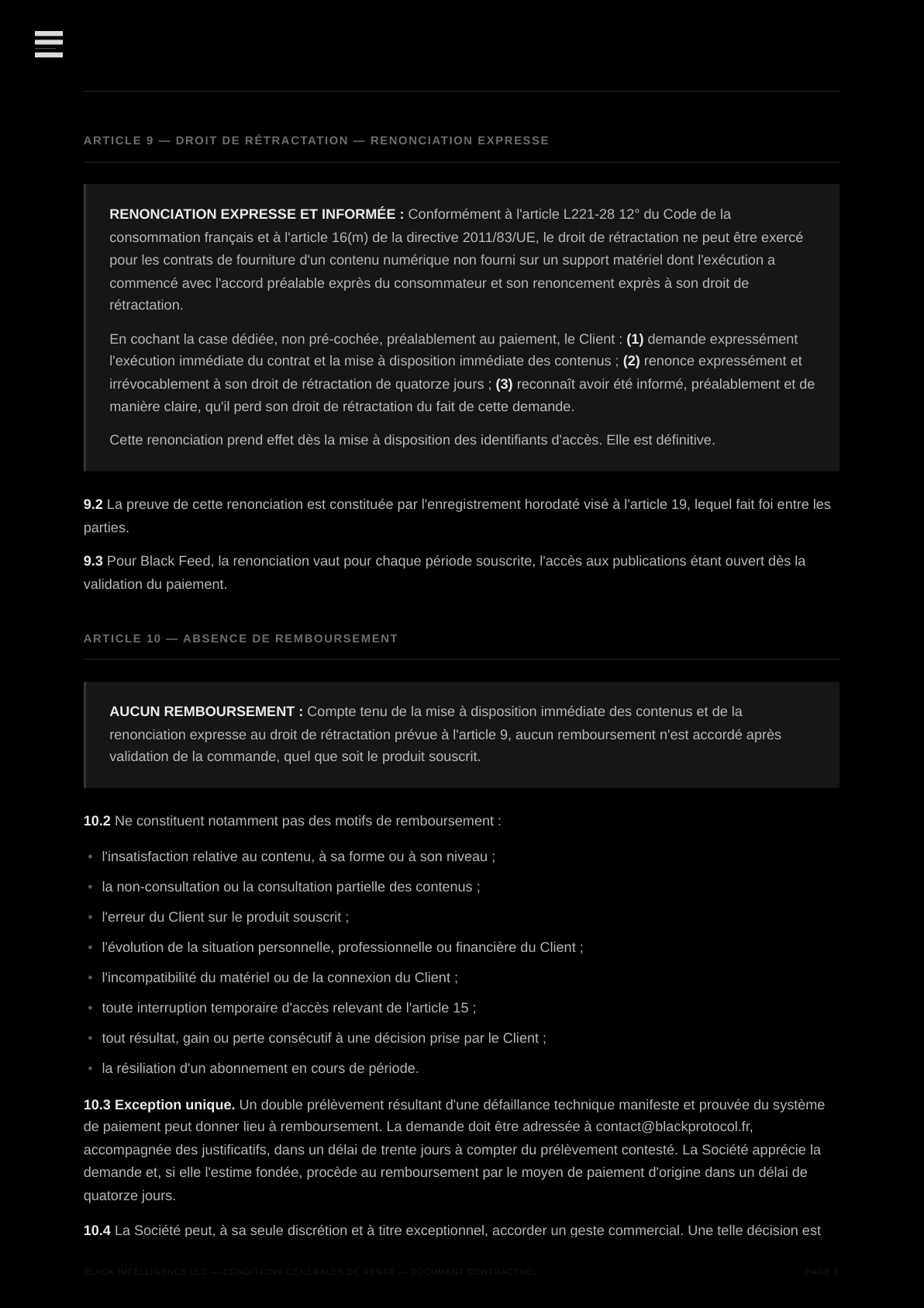 Conditions Générales de Vente — page 5