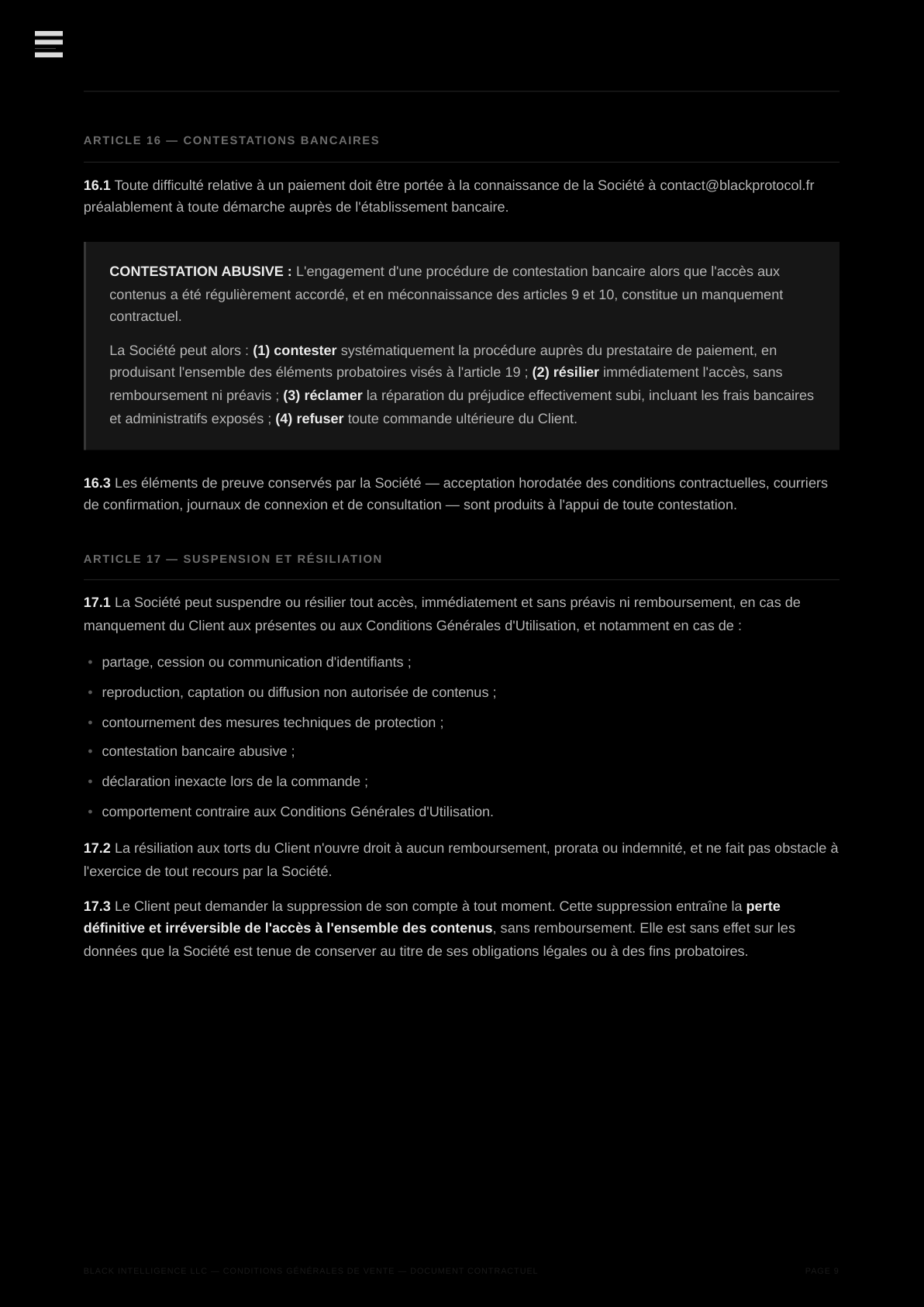 Conditions Générales de Vente — page 9