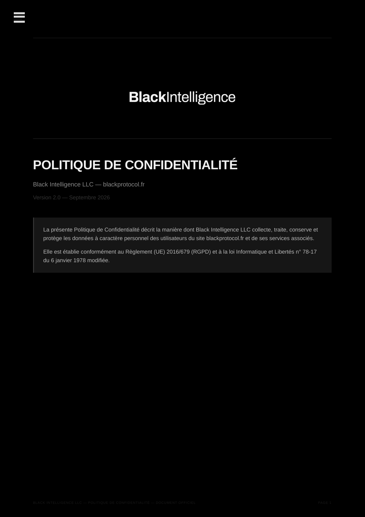 Politique de Confidentialité — page 1