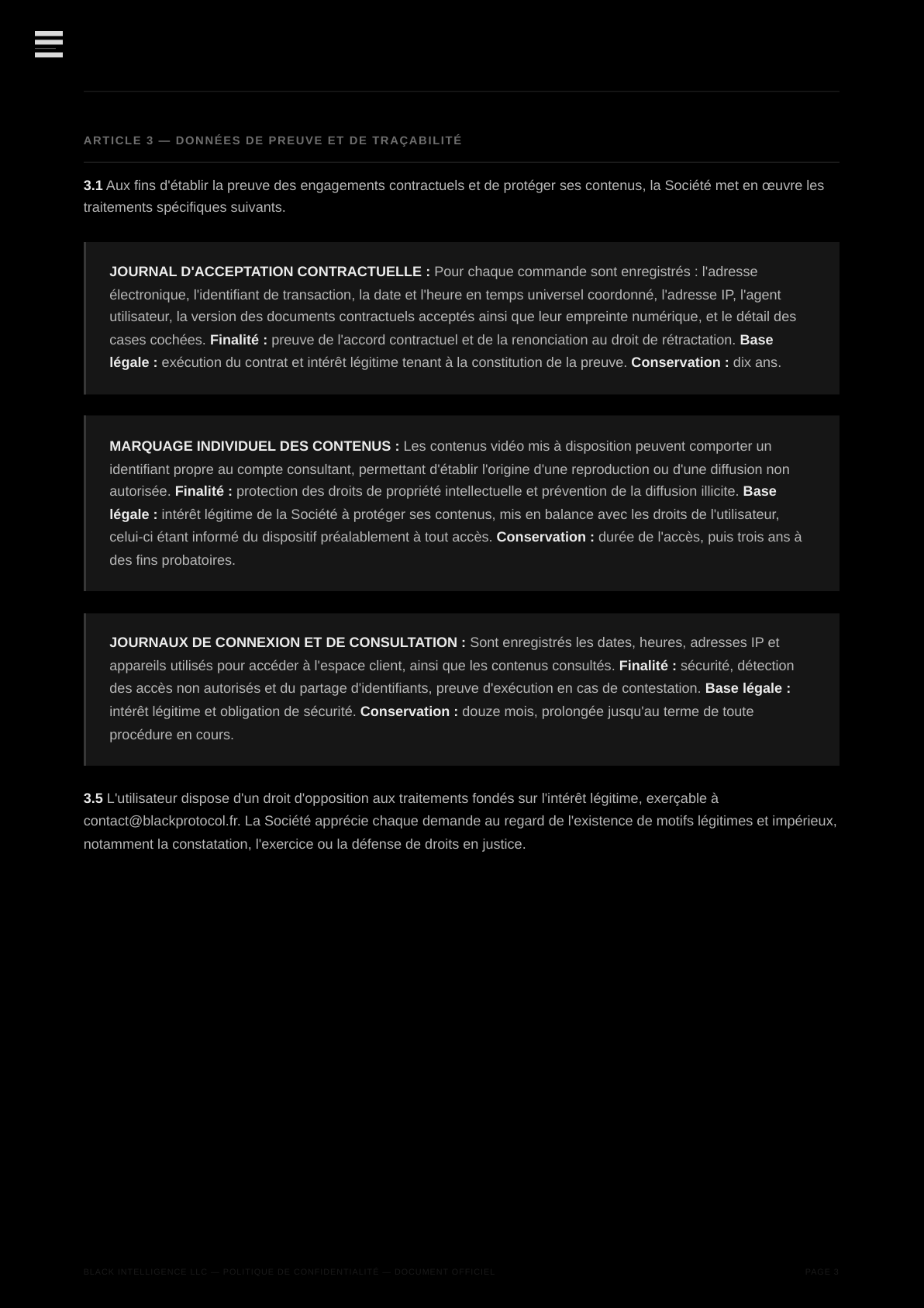 Politique de Confidentialité — page 3