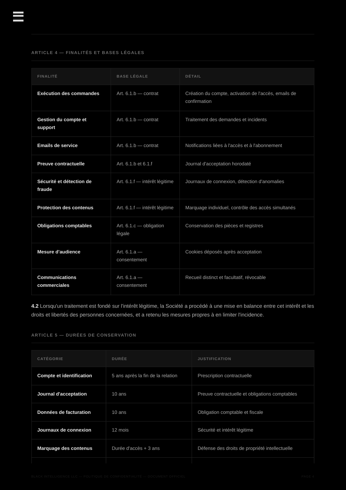 Politique de Confidentialité — page 4