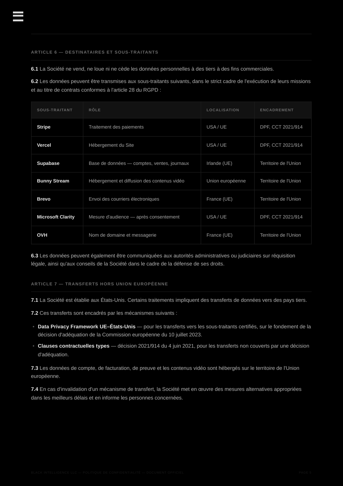 Politique de Confidentialité — page 5