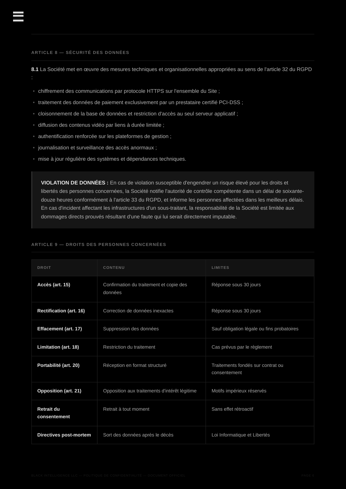 Politique de Confidentialité — page 6