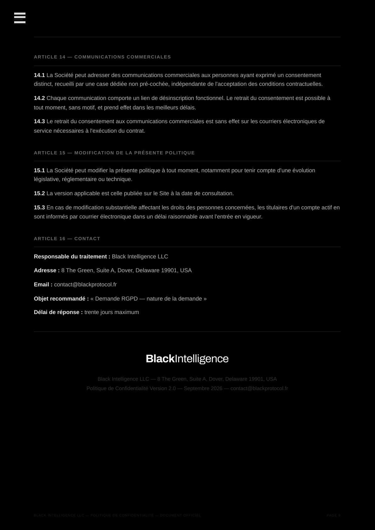 Politique de Confidentialité — page 8