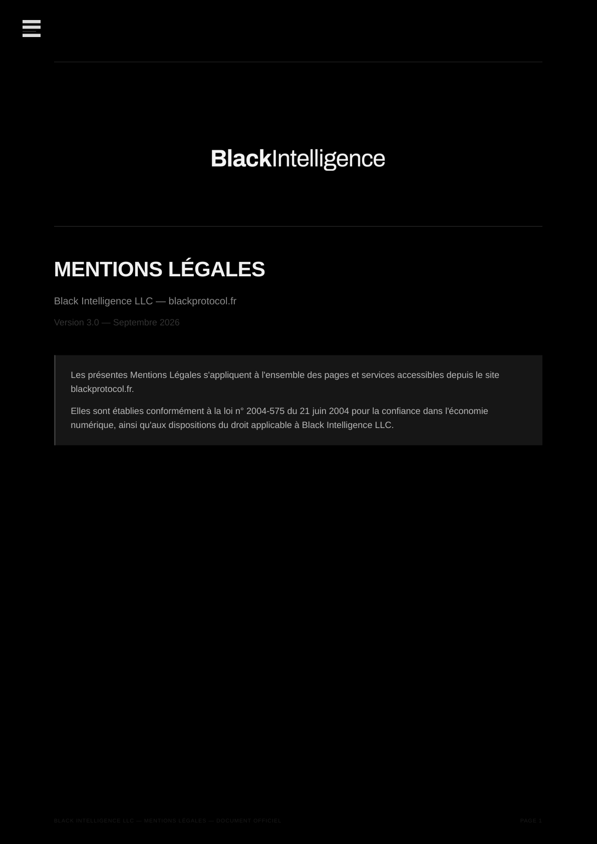 Mentions Légales — page 1