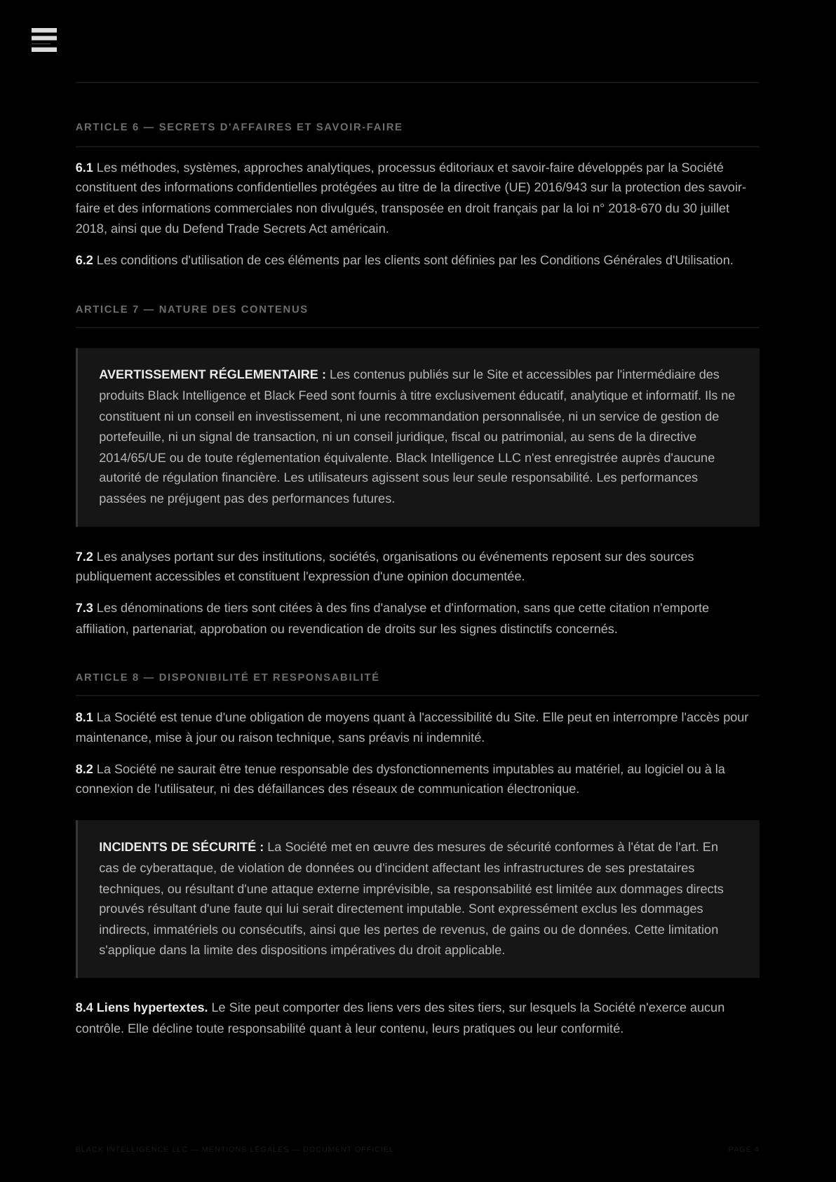 Mentions Légales — page 4